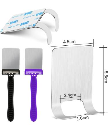 Vmutha Self-Adhesive Razor Holder Hook - 2 Stainless Steel Bathroom & Kitchen Hooks for Easy Storage - Silver - Buy Online on GoSupps.com