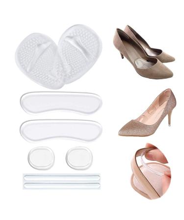 Heel Grips Liner Cushions Inserts for Loose Shoes Heel Pads and Metatarsal Pads for Shoes Too Big Women Men Prevent Heel Pain Blisters (Clear)