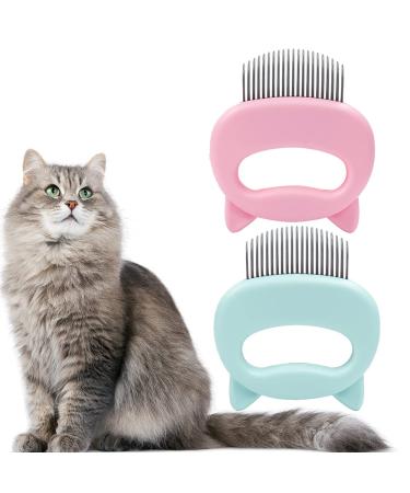 Xixiran cat brush cat kamm massage comb 2PCs massage comb for pets cats relaxing cat ridge fur care cleaning for thorough removal of undercoat and loose hair