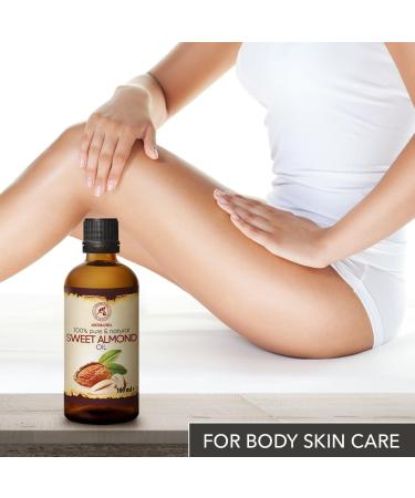 Pure Almond Oil 100ml - Nourishing & Refined - Intensive Care for Face Body Hair Skin & Lips - Perfect for Massage - Glass Bottle - Buy Online on GoSupps.com