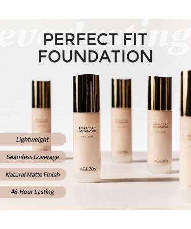 AGE 20's Perfect Fit Liquid Foundation Makeup 48-Hour Lasting Lightweight Seamless Coverage Natural Matte Finish 03 Beige 1.01 fl oz - Buy Online on GoSupps.com