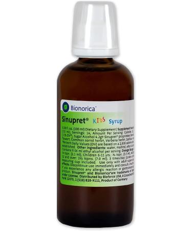 Sinupret Kids Sinus & Immune Syrup - Natural Fast Acting Herbal Support - Cherry Flavor - 3.38 oz - Pack of 1 - Buy Online on GoSupps.com