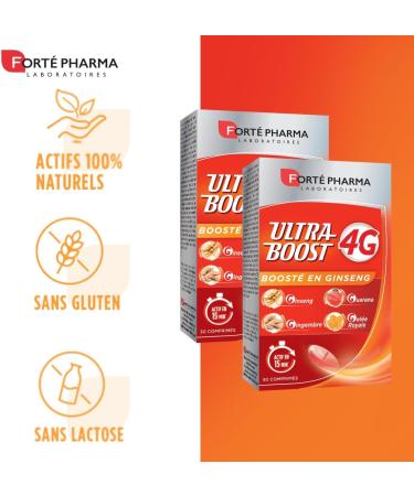 Fort Pharma - Ultra Boost 4G | Booster d'Energie - Anti-Fatigue | Giseng - Guarana - Gel e Royale - Gingembre | Compl ment Alimentaire base de Caf ine et Ac rola | 2x30 comprim s 1/jour - Buy Online on GoSupps.com