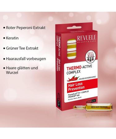 Revuele Ampoules Thermo Active Complex Prevention Hair Loss Prevention Treatment 5 ml 100% Pure Natural and Organic Intensive Care for Damaged Hair - Buy Online on GoSupps.com