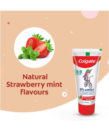 Colgate Toothpaste for Kids (6-9 Years) Natural Strawberry Mint Flavour Tooth Paste with 0% Artificial Flavors Preservatives Sweeteners & Colors - 80 G Tube Cavity Protection - Buy Online on GoSupps.com