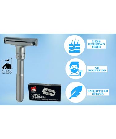 Shop G.B.S Chrome Adjustable Men's Double Edge Safety Razor & 10 Platinum Blade Refills - International Shipping Available - Buy Online on GoSupps.com