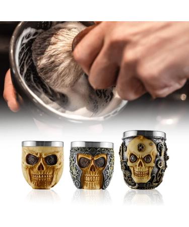 Stainless Steel Shaving Bowl Soap Cup for Foaming | Beard Brush Shaving Mug Skull Design - Buy Online on GoSupps.com