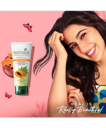 Biotique Bio Papaya Face Wash 100ml | Visibly Flawless Skin | All Skin Types | Dissolves Dead Surface Cells - Buy Online on GoSupps.com
