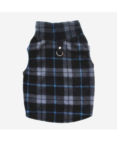 PIXRIY Dog Sweater Soft Fleece Vest with Leash Ring Pullover Jacket Winter Pet Dog Clothes for Puppy Small Dog Cat Teddy Chihuahua Yorkshire for Christmas (X-Small Black Grey Plaid) X-Small (Pack of 1) Black Grey Plaid