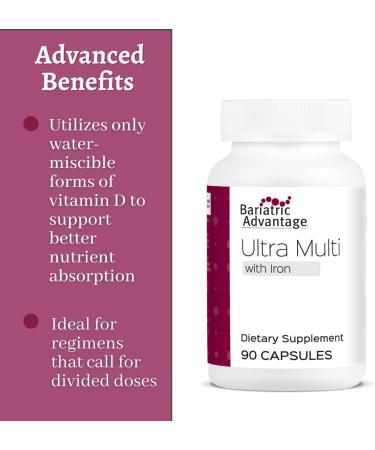 Bariatric Advantage Ultra Multi with Iron - High Potency Daily Multivitamin for Bariatric Patients - 90 Capsules - Buy Online on GoSupps.com