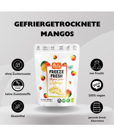  POL'S POL'S FREEZE FRESH Freeze-dried mango 100% sweetened mango mango fruit chips no added sugar vegan lactose-free gluten-free - Buy Online on GoSupps.com
