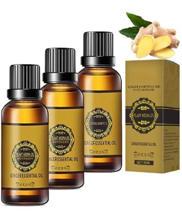 (90ML) Belly Drainage Ginger Oil Ginger Essential Oil for Weight Loss Slimming Tummy Ginger Oil Ginger Oil for Weight Loss Belly Fat Fat Burning Relieve Muscle Soreness(30ML/Count) 3pcs