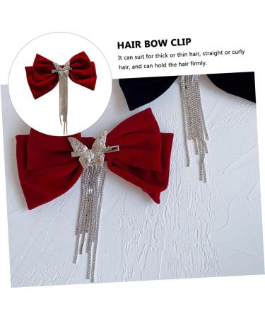 DRESSOOS tassel hair clip Girl Bow Hairpin big bow red bow hair clip crystal bow hair clip Hair Bows for Girls hair barrettes for girls Hair Bowknot Clip rhinestones Miss set copper - Buy Online on GoSupps.com