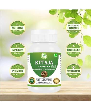 Kutaja Capsules 500 mg (9:1 Extract) 60 Veg Capsules | Holarrhena Antidysenterica for Men & Women | Herbal Supplement | Vegan & Gluten-Free| Pack of 1 (Pack of 1) 30 Count (Pack of 2) - Buy Online on GoSupps.com
