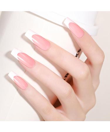 360 Pieces French Tip False Nails - Acrylic Full Cover Press-On Long Nail Tips | Nude Color Fake Nails for Women & Girls | Nail Art Manicure Decorations - Buy Online on GoSupps.com