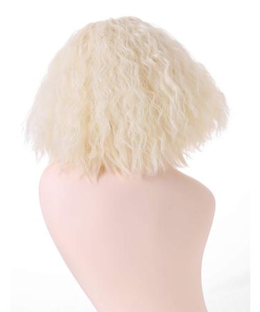 Short Corn Curly Wavy Blonde Wig for Women | Halloween Cosplay Party Wig with Bangs - International Shipping Available - Buy Online on GoSupps.com