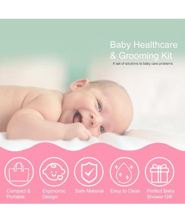 mknzome 14-Piece Baby Care Set for Newborns | Complete Infant Healthcare Kit with Carrying Bag & Nail Care - Pink - Buy Online on GoSupps.com