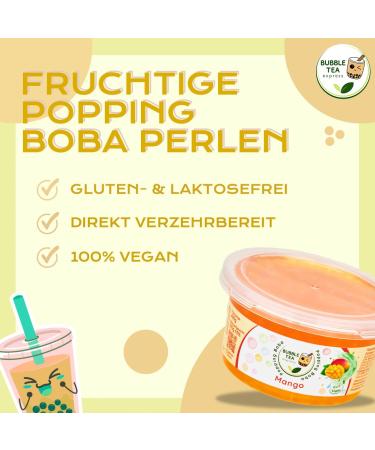 Bubble Tea Express - Fruity Popping Boba Pearls Mango 490g | Vegan & Gluten-Free | Delicious Fruit Juice Beads for Perfect Bubble Tea - Buy Online on GoSupps.com