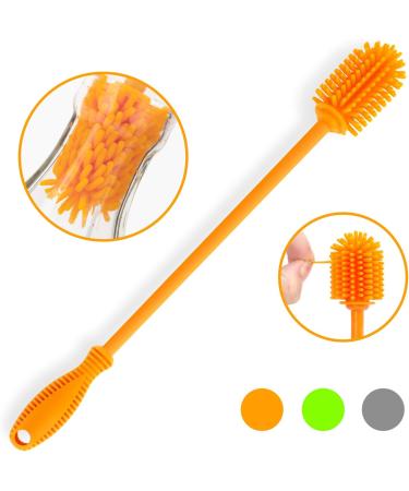 Silicone Bottle Cleaning Brush with Long Handle - 31cm/12.5 - Perfect for Baby Bottles, Hydro Flask, Sports Bottles, Vases and Glassware - Orange - Qty 1 - Buy Online on GoSupps.com