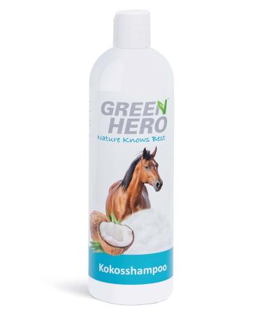 Green Hero Kokos Shampoo For Horses Intensive Care Fell Schweife and Manage - 500ml horsehampoo with natural coconut oil - shampoo for all fur types - without silicones parabens & microplastics