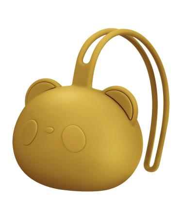 Airfish silicone pacifier box BPA-free baby bear pacifier bag silicone shell for baby travel slices pacifier storage box pacifier holder for girls young yellow