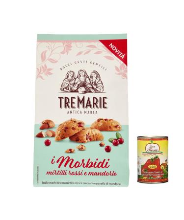 Zia Rosa Set of 12 Tre Marie i Morbidi Cranberries and Almonds Red Fruits and Almonds 300 g + Zia Rosa DOP San Marzano Tomatoes 400 g Box