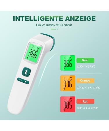 Buy Contactless Fieberthermometer | Digital Infrared Thermometer for Babies & Adults | Accurate Fever Measurement LCD Display & Memory Function - Green - Buy Online on GoSupps.com