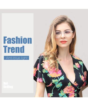 Cyxus Blue Light Filter Glasses for Men & Women - Fashion Round Anti-UV 400 Retro Frames for Computer & Gaming - Model 8065 Clear - Buy Online on GoSupps.com