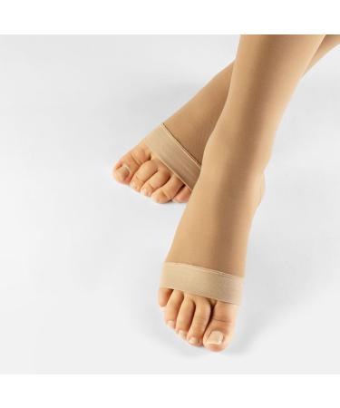 Calzitaly 1/2 Toe-Free Compression Stockings | Soft Support 18-22 mmHg | Open Toe | 140 Den | Made in Italy | Skin Color | Size S/M | 2 Pack - Buy Online on GoSupps.com