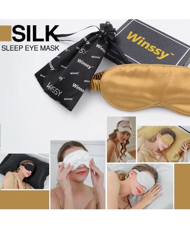 2 Pack 100% Pure 6A Mulberry Silk Sleep Mask for Sleeping - Adjustable Blindfold with Elastic Strap Headband - Natural Cosy 22 Momme Real Silk - White&White - Buy Online on GoSupps.com
