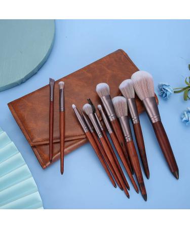 Buy Tyenaza 11Pcs Facial Makeup Brush Set - Wooden Handle Artificial Fiber Includes Bag | International Shipping Available - Buy Online on GoSupps.com