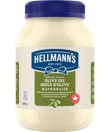Hellmann's Olive Oil Mayonnaise ideal with fries burgers and salads with Canadian free-run eggs and canola oil 890 ml 890ml