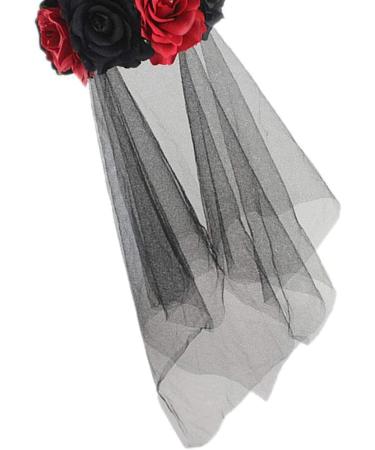 Lurrose Rose Floral Crown Veil Halloween Costume Mexican Headband Day of the Dead Headpiece for Festival Carnival Party Red and Black Gr ße 1 - Buy Online on GoSupps.com