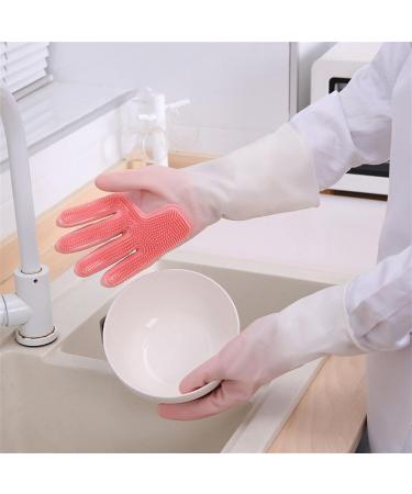 FINPAN Kitchen Gloves Silicone Right Hand Magic Brush Dish Washing Household Cleaning Dishwashing Gloves Medium Red - Buy Online on GoSupps.com