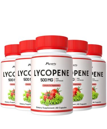 Mysurty Lycopene | Lycopene Supplements for Men | lycopene 500mg | Supplements for Women - 60 Capsules (Pack 5)