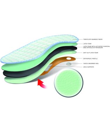 Orthotic Insoles for Flat Feet - Kaps Bamboo & Charcoal for Men & Women | Odour Control | Size 9 US Women / 7 US Men | International Shipping Available - Buy Online on GoSupps.com