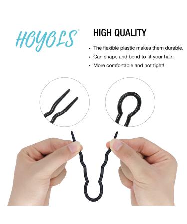 Hoyols 12 pcs 3.5 inch French Style Hair Pins - Small U-Shaped Hair Sticks for Women - Cellulose Acetate Chignon Updo Bun Holder in Black - Buy Online on GoSupps.com