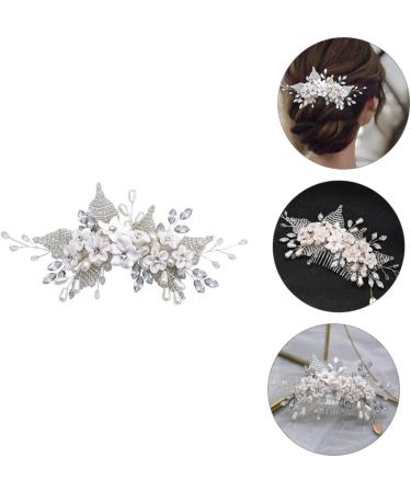 Ipetboom Pearl Hair Comb 1pc Bridal Headwear Crystal Pearl Bridesmaid The Flowers Hair Piece Silver Rhinestones - Buy Online on GoSupps.com