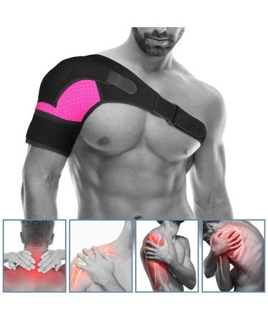 Adjustable Shoulder Brace Support for Pain Relief | Rotator Cuff Recovery Sleeve - Pink Large - Buy Online on GoSupps.com