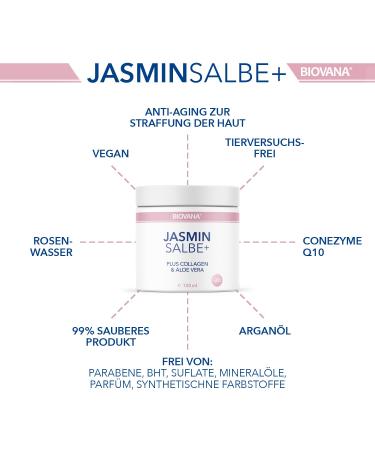 Biovana Jasmine Ointment Plus - Eye Cream for Dark Circles with Collagen & Aloe Vera | 100ml (5x) - Premium Eye Care - Buy Online on GoSupps.com