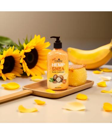Malibu Hemp Shea Body Moisturizer with Sunflower Oil and Shea Butter Vanilla Amber Scent 18 fl oz Aplication Mitt Included - Buy Online on GoSupps.com