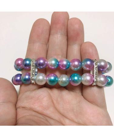 PETFAVORITES Small Dog Necklace Jewelry - 2 Row Pearls Rhinestones, Bling Female Puppy Accessories - Chihuahua Yorkie Girl Wedding Clothes - Ombre Purple, 8-Inch - Buy Online on GoSupps.com