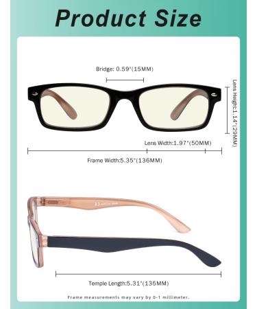 Eyekeper Computer Reading Glasses with UV Protection & Anti-Blue Light - Scratch-Resistant Spring Hinges - Stylish Yellow-Tinted Frames (Black/Brown) - 1.25 Diopters BB40 Lens - Buy Online on GoSupps.com