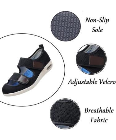 Diabetic Edema Boots Slippers | Wide Adjustable Diabetic Shoes | Lightweight Casual Sneakers - Black 10 Wide - Buy Online on GoSupps.com