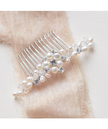 Jakawin Bride Pearl Wedding Hair Comb - Silver Rhinestone Headpiece for Women/Girls | HC043 - Buy Online on GoSupps.com