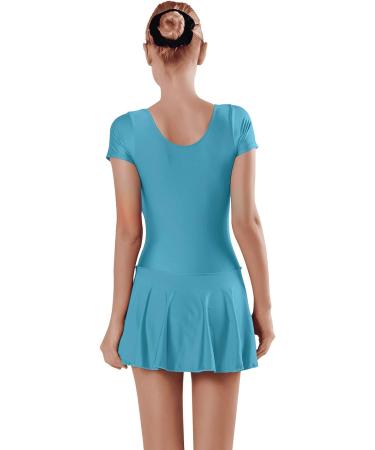 Speerise Women's Short Sleeve Skirted Leotard with Built-in Panty - XX-Large Turquoise | Ballet Dance Unitard - Buy Online on GoSupps.com