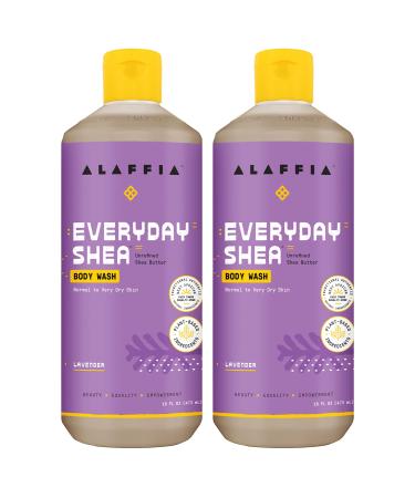 Alaffia Everyday Shea Body Wash, Naturally Helps Moisturize and Cleanse Without Stripping Natural Oils with Fair Trade Shea Butter, Neem, and Coconut Oil, Lavender, 2 Pack - 16 Fl Oz Ea Lavender 16 Fl Oz (Pack of 2)