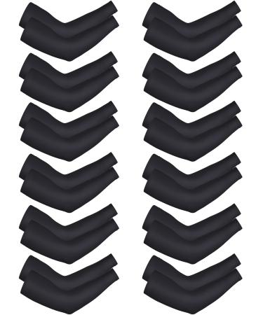 Bememo Unisex UV Protection Sleeves Long Arm Sleeves Cooling Sleeves Arm Cover Sleeves for Outdoor (Black,12 Pairs)