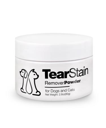 Veksun Tear Stain Remover Powder for Dogs & Cats - Gentle Formula Absorb Tears Lighten & Prevent Stains - Safe and Effective on White Dogs/Cats -2.8 Oz./80g