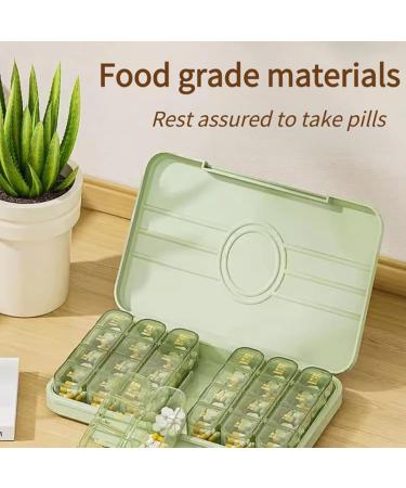Buy Large Capacity Weekly Pill Organizer - 3/4 Times a Day 28 Cells - Ideal for Vitamins & Supplements - Translucent Green - Buy Online on GoSupps.com
